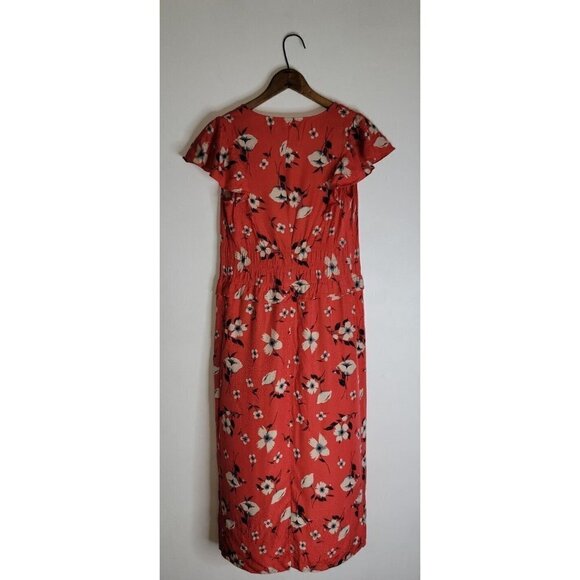 Rebecca Taylor Red Floral Silk Blend Long Dress Sz Xs - Picture 3 of 5